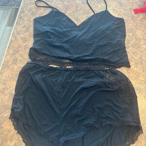 Victoria Secret Black Lace-Trim Cami & Shorts Sleep Set XL- Women Intimates